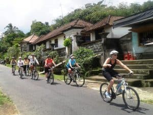 Cycling through the many villages on our way.